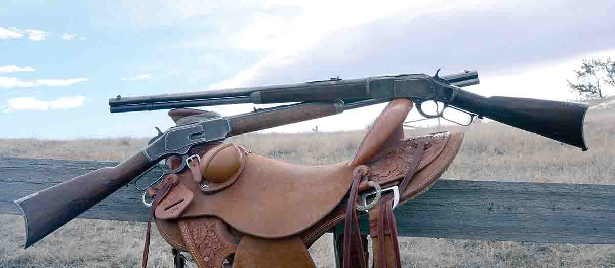 This Winchester Model 1873 with a round barrel (top) is the one purchased in 1985. The Winchester 73 with an octagonal barrel was purchased just days before writing this column. Both are .38 WCFs.